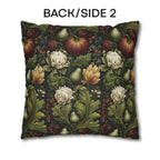 William Morris Inspired Fall Pillow Cover: Pumpkins, Pears, and Ivory Florals on Charcoal