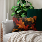 Autumn Leaves Lumbar Pillow: Gold, Orange, and Red Fall Design
