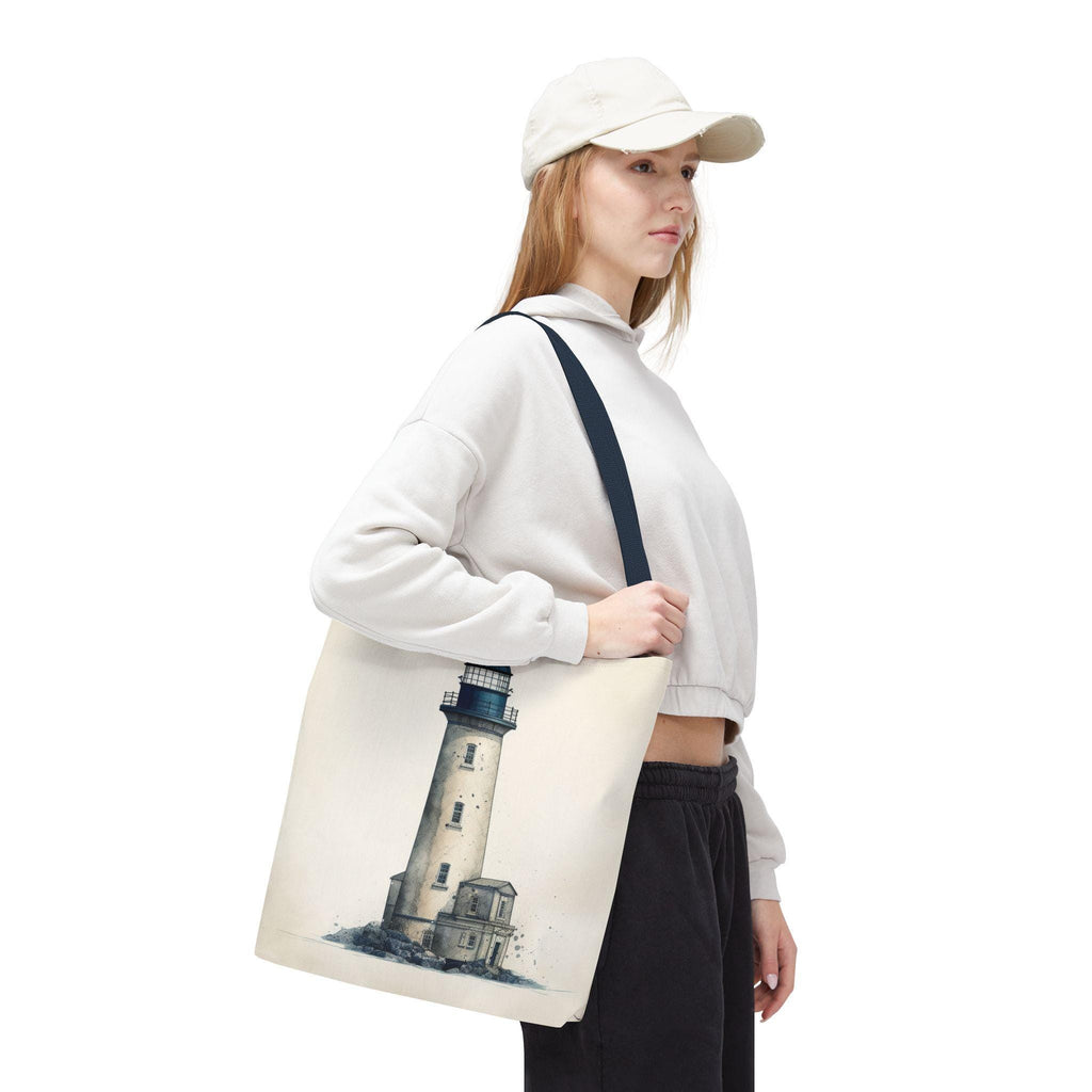 Coastal Lighthouse Tote: Durable Canvas Beach Bag in Blue - Nautical Carryall (S/M/L Available)
