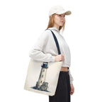 Coastal Lighthouse Tote: Durable Canvas Beach Bag in Blue - Nautical Carryall (S/M/L Available)