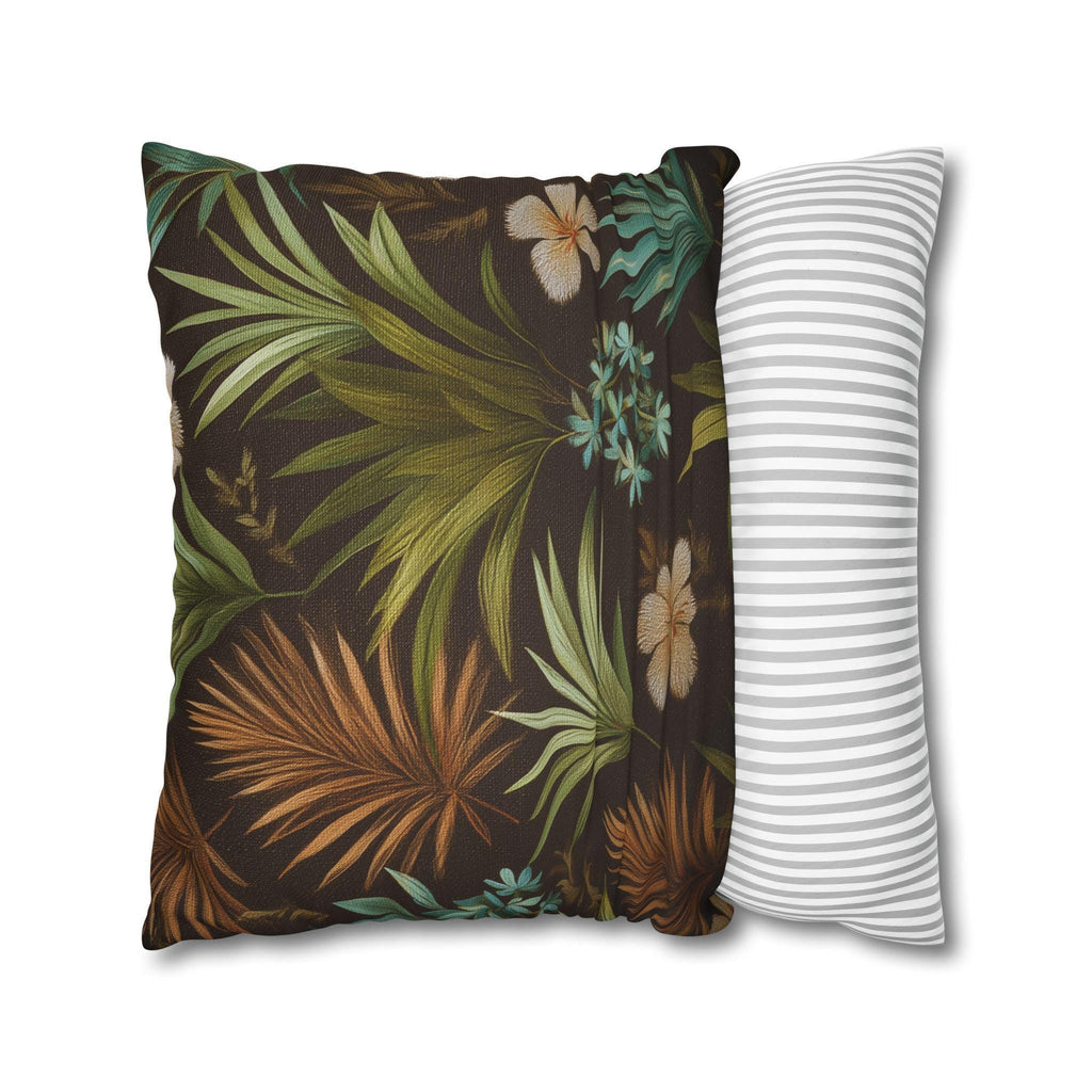 Earth Tone Tropical Leaf Pillow Cover: Jungle-Inspired Boho Cushion for Nature-Inspired Home Decor