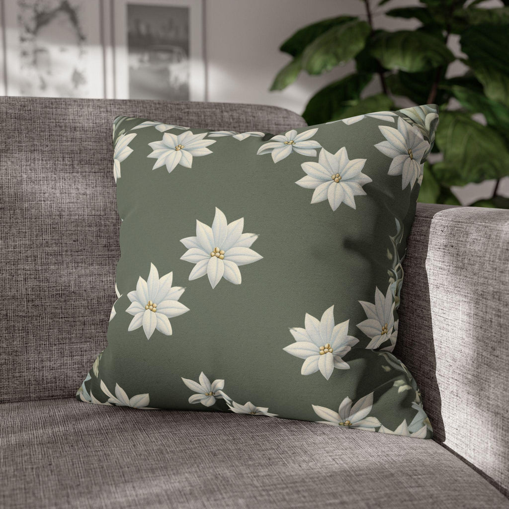 William Morris Inspired Pillow Cover: Botanical White Flowers on Soft Sage