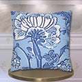 Elegant Chinoiserie Floral Pillowcase: Blue & White Square Cushion Cover for Home Decor