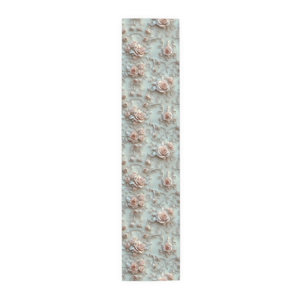 Soft Pink Roses Table Runner: Romantic Floral Dining Decor