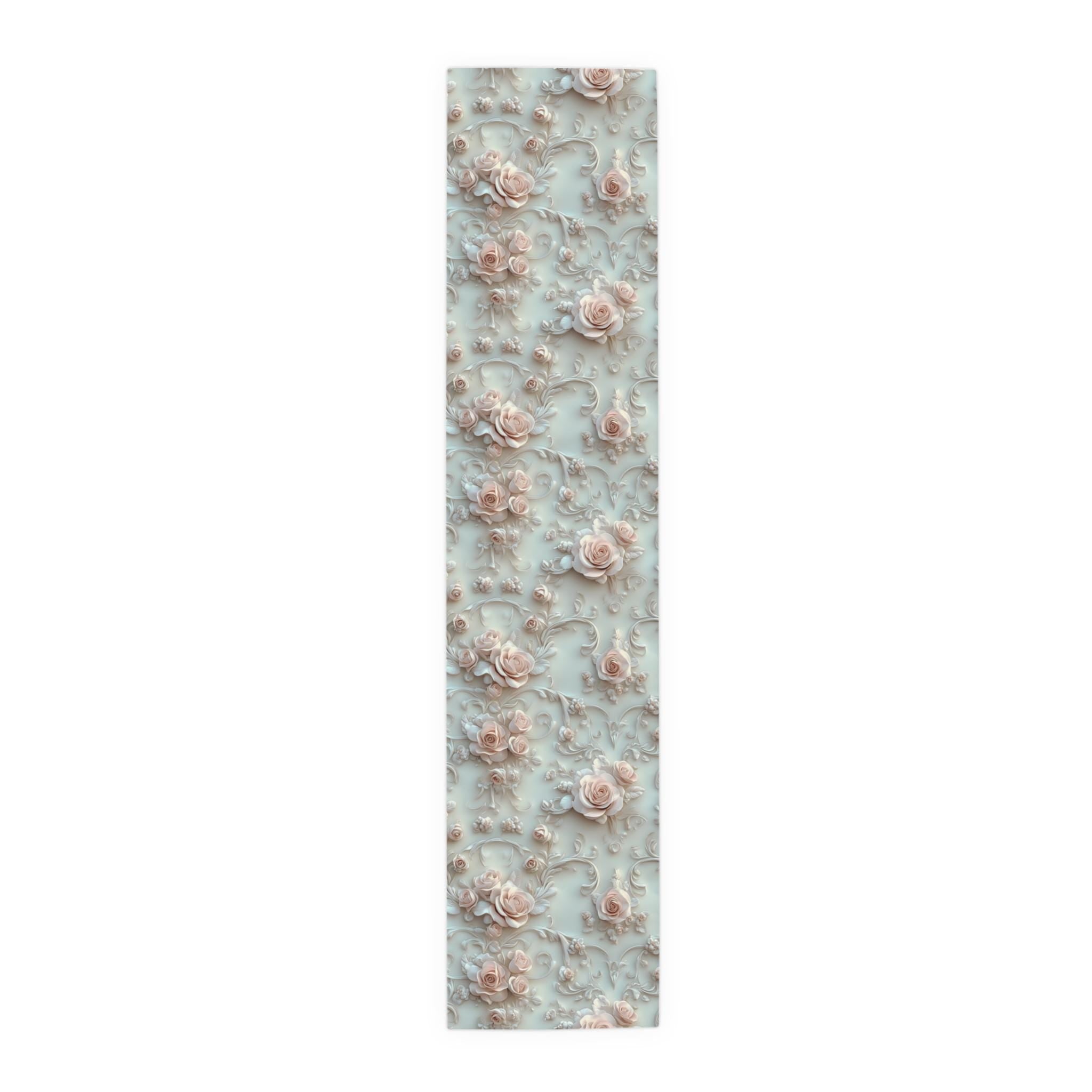Soft Pink Roses Table Runner: Romantic Floral Dining Decor
