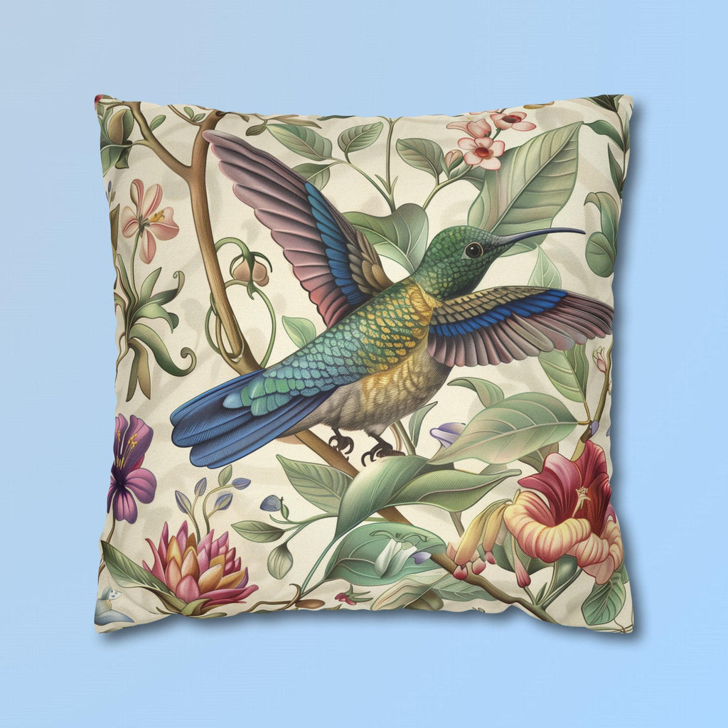 William Morris Hummingbird Pillow Cover: Elegant Floral Nature Design