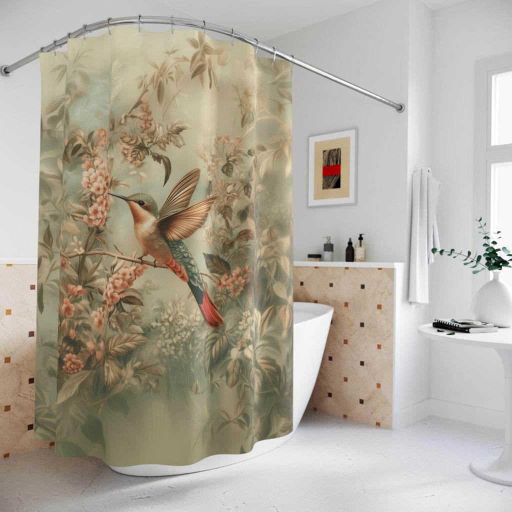 William Morris Hummingbird Shower Curtain: Botanical Arts & Crafts Design