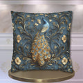 Elegant William Morris Peacock Pillow Cover: Vintage Arts and Crafts Blue Gold Bird Cushion