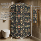 Luxe Christmas Tree Fabric Shower Curtain: Gold, Red & Green Holiday Decor