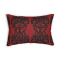 Black Damask Lumbar Pillow: Gothic Crimson Red Cushion