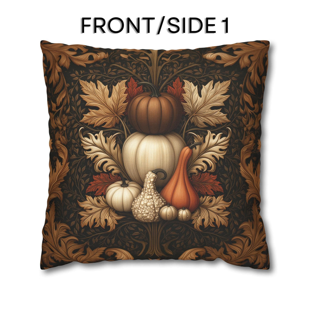 William Morris Inspired Fall Pillow Cover:  Copper, Burnt Orange, Caramel on Dark Brown