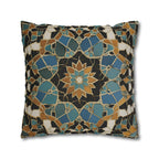 Luxurious Moroccan Tilework Inspired Pillow Cover: Teal, Beige, Brown Geometric Cushion Case