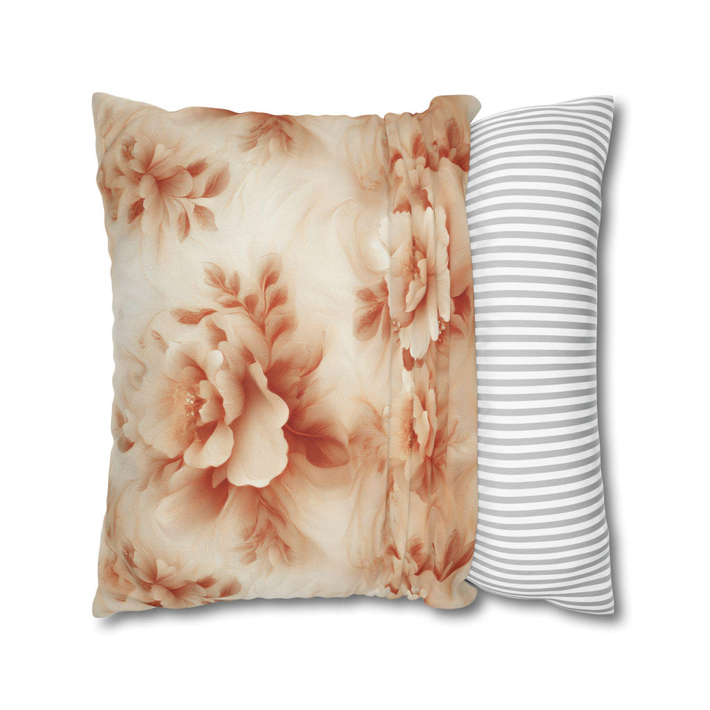 Peach Floral Pillow Cover: Romantic Botanical Home Decor