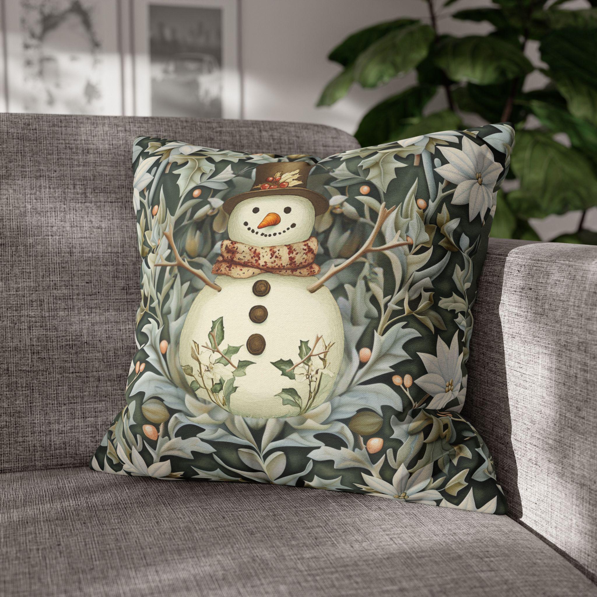 William Morris Snowman Pillow Cover: Holiday Home Decor