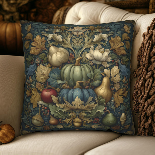 William Morris Inspired Fall Pillow Cover: Vintage Style Autumn Harvest Decor
