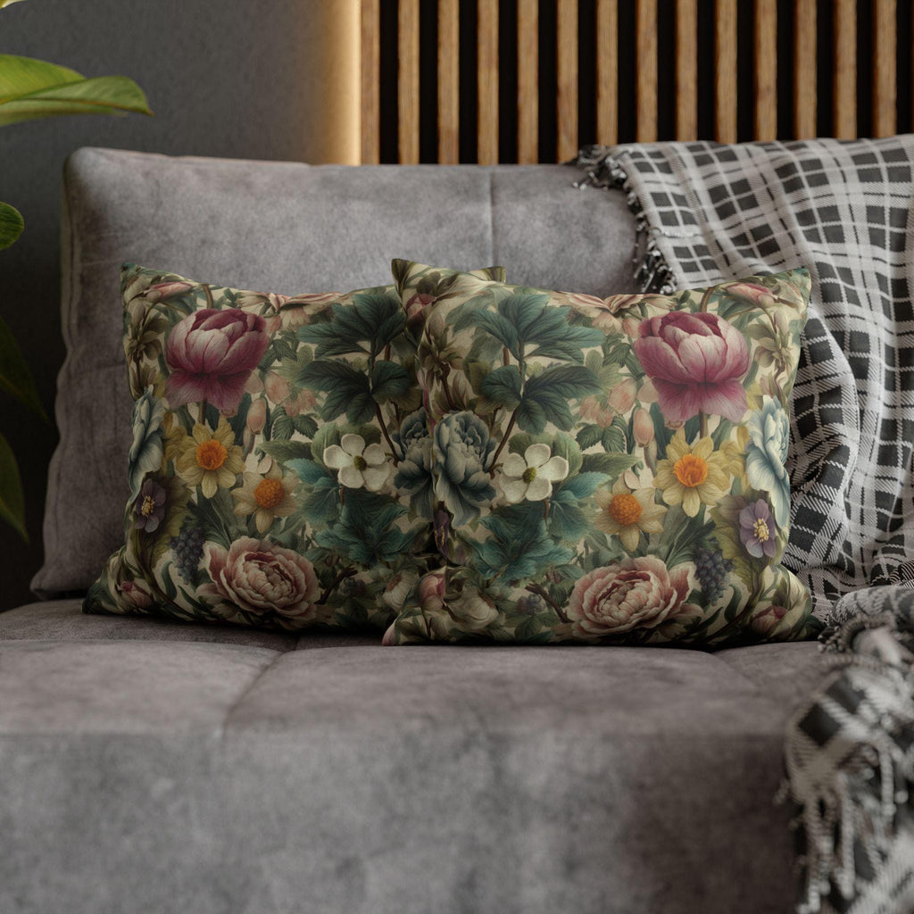 Spring Pastel Watercolor Pillow Cover: Romantic Floral Garden Pink, Blue and Sage