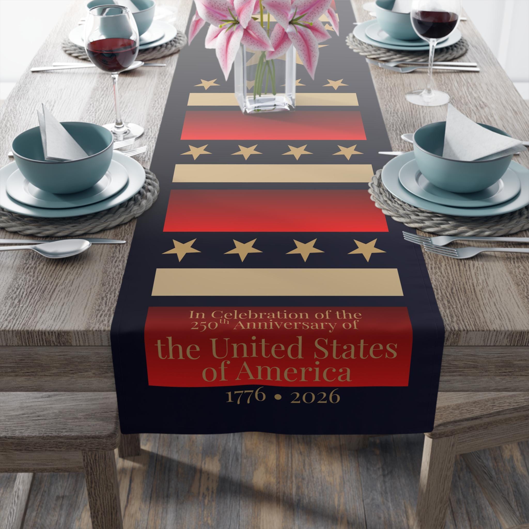 Patriotic Table Runner: Celebrating the U.S. 250th Anniversary