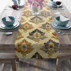 French Farmhouse Damask Table Runner: Elegant Dining Decor