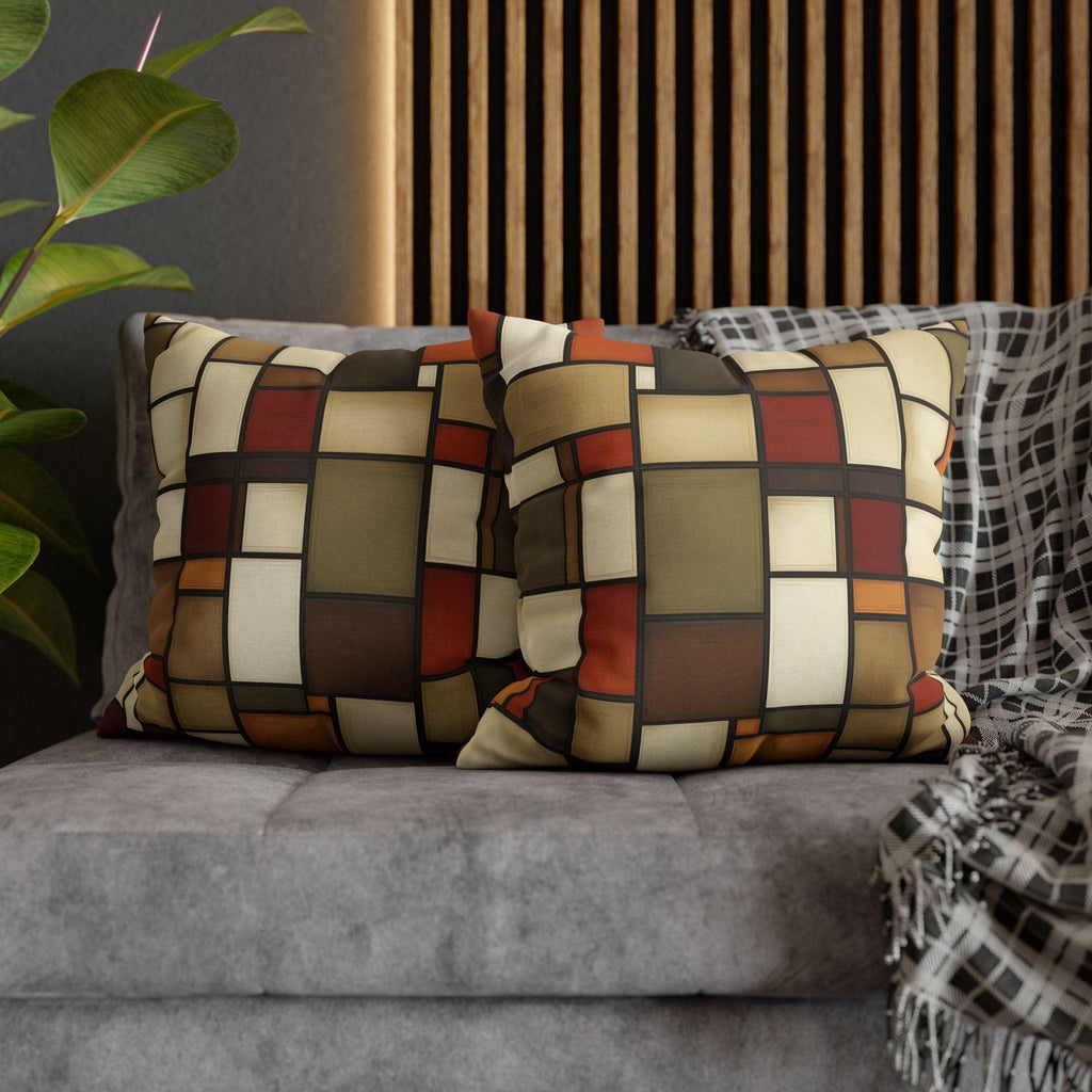 Geometric Stained Glass Inspired Pillowcase: Modern Abstract Art Cushion Cover for Cozy Home Decor