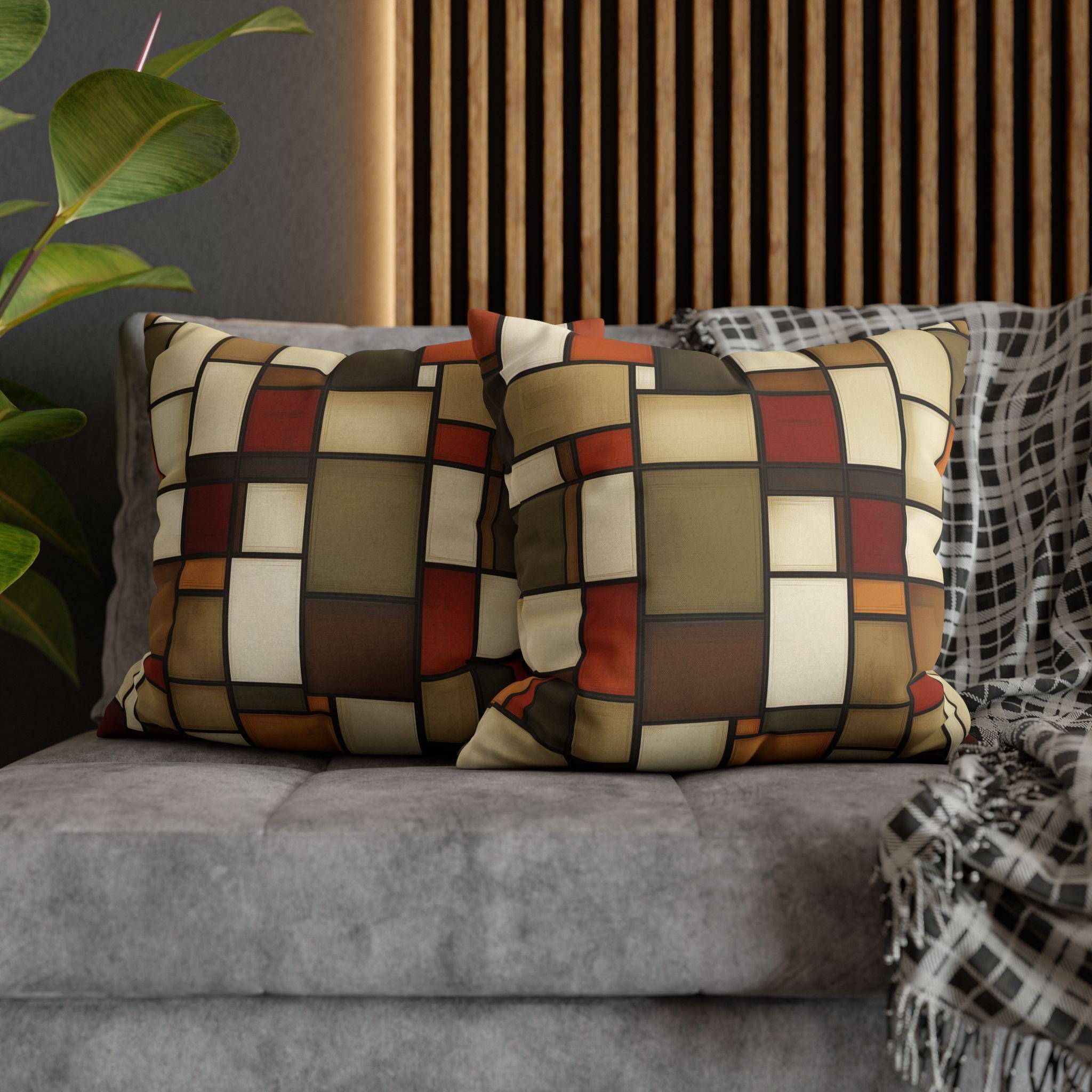 Geometric Stained Glass Inspired Pillowcase: Modern Abstract Art Cushion Cover for Cozy Home Decor