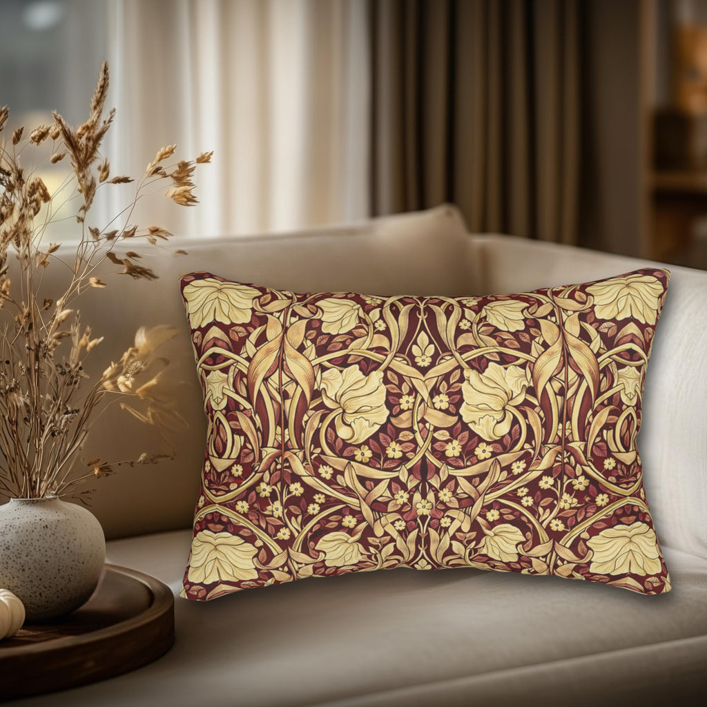 William Morris Lumbar Pillow: Burgundy Champagne Vintage Pimpernel Reconstructed