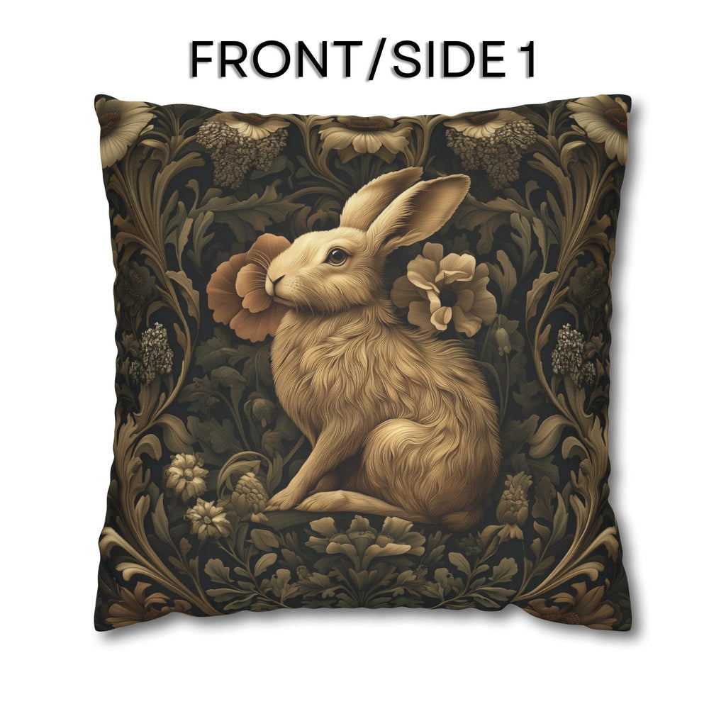 William Morris Inspired Wild Hare Pillow Cover: Garden Botanical Woodland Design
