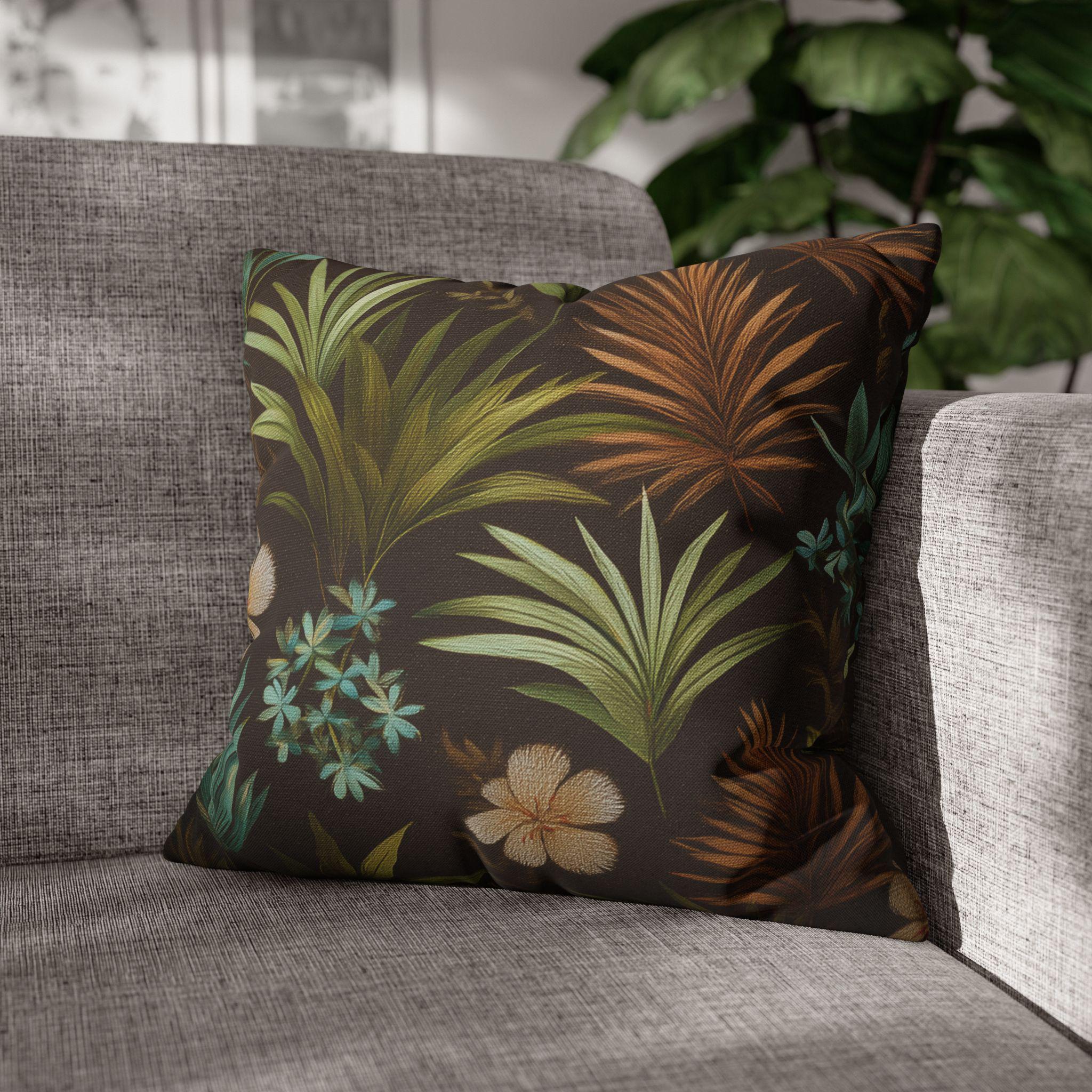Earth Tone Tropical Leaf Pillow Cover: Jungle-Inspired Boho Cushion for Nature-Inspired Home Decor