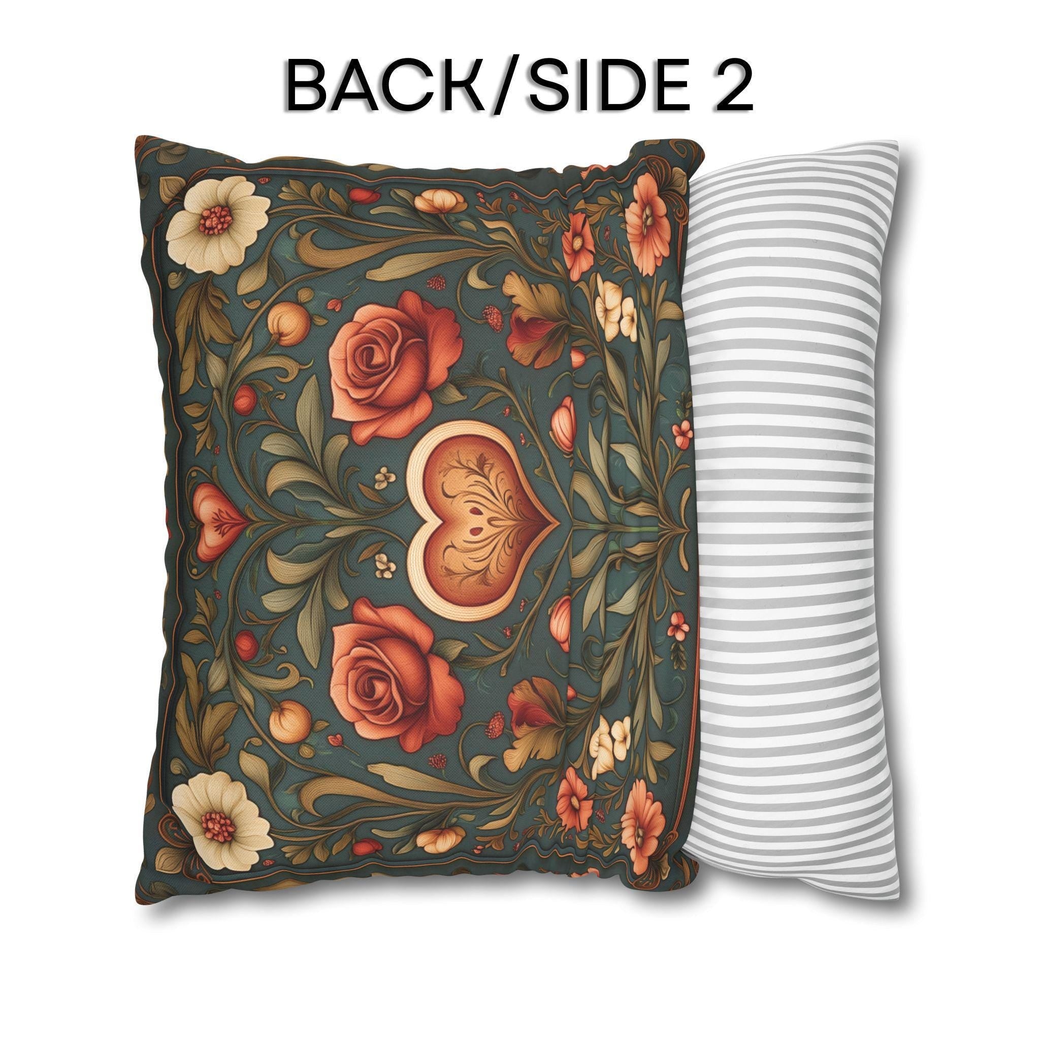 William Morris Inspired Valentines Heart Pillow Cover: Arts & Crafts Love Botanical