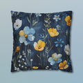 Floral Pillow Cover, Watercolor Style, Elegant Dark Blue, Accent Pillowcase