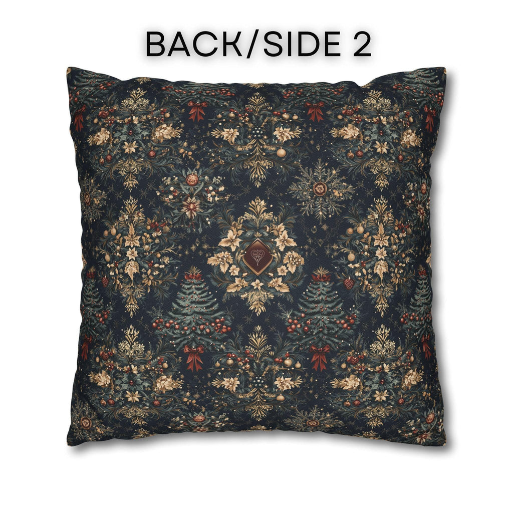William Morris Inspired Christmas Pillow Cover: Elegant Navy Red Gold Damask Pattern