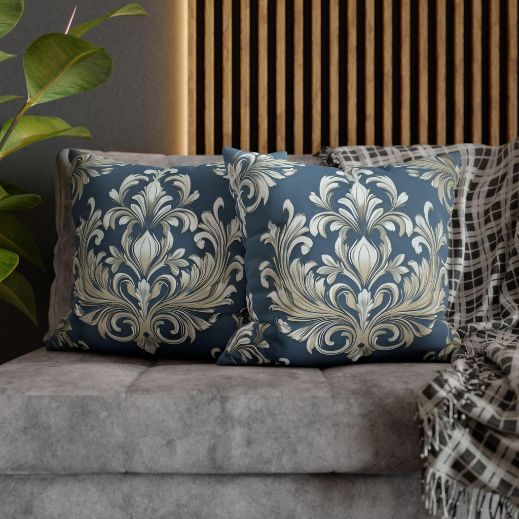 Opulent Damask Square Pillowcase: Classic Elegance for Bedroom & Living Room with Scroll Floral Design