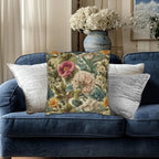 Watercolor Pastel Floral Pillow Cover:  Botanical Spring Garden Sage Pink Blue