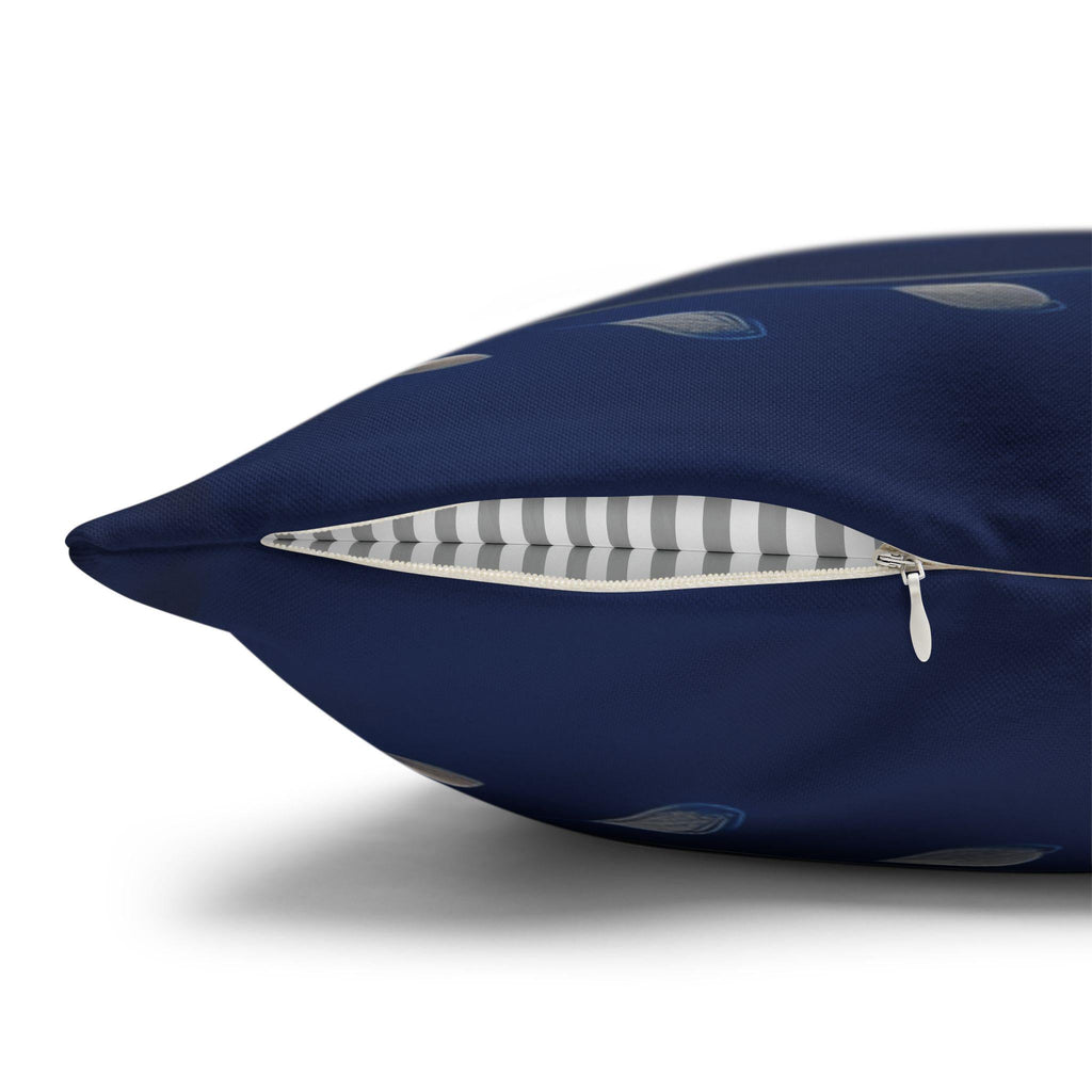 Sapphire Blue Art Deco Pillow Cover: Silver Fan, Hollywood Glam
