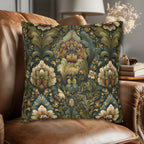 Botanical Damask Throw Pillow Cover: Moody Sage, Teal and Cream Floral
