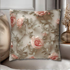 Pink Rose Throw Pillow Cover - Botanical Blush Design