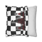 Buffalo Check Christmas Pillow Cover - Red, Black, White Plaid Trees