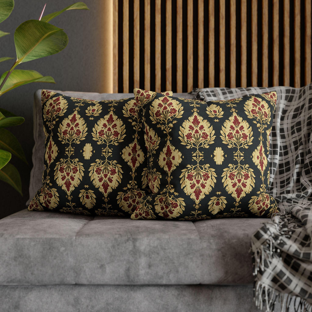 Elegant Ikat Christmas Pillow Cover: Red, Green & Gold Holiday Cushion for Festive Home Decor