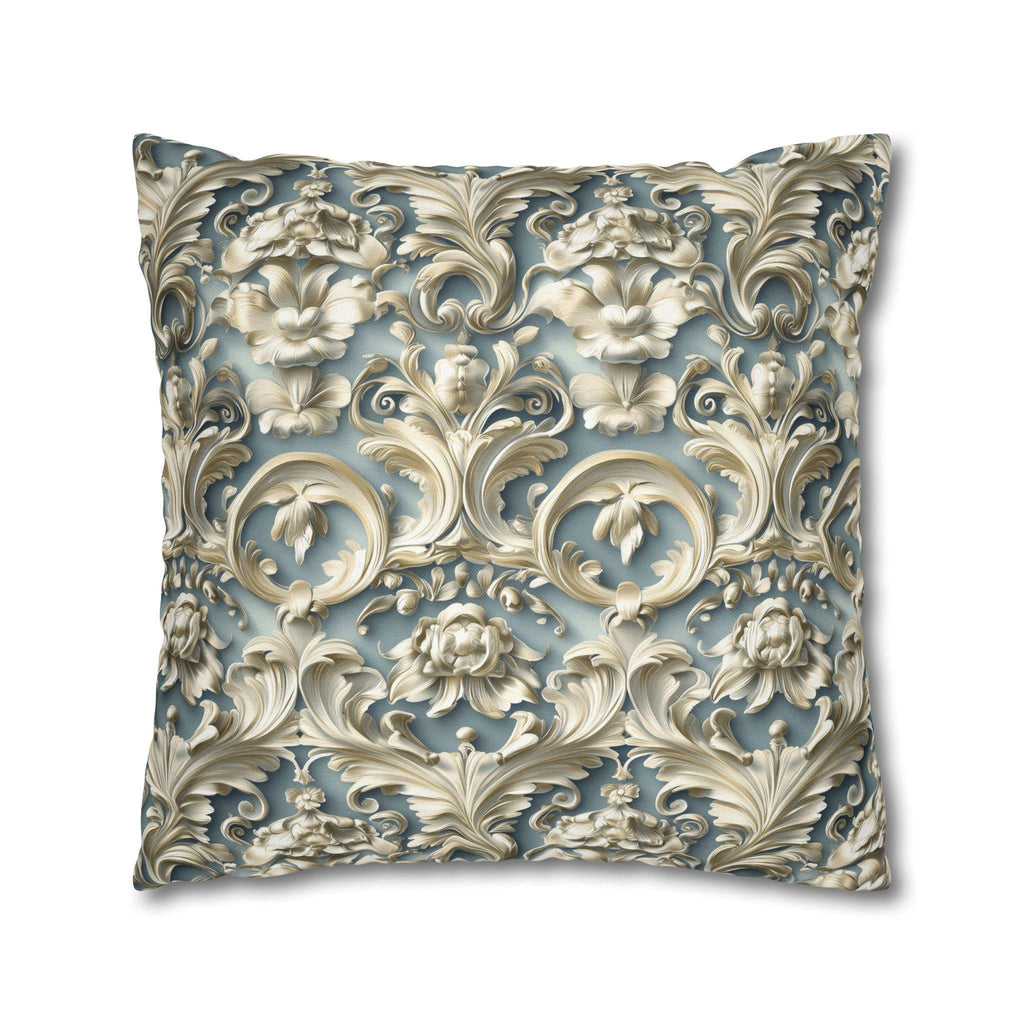 Rococo Floral Scrollwork Pillow Cover, Luxury Cream Ivory Design