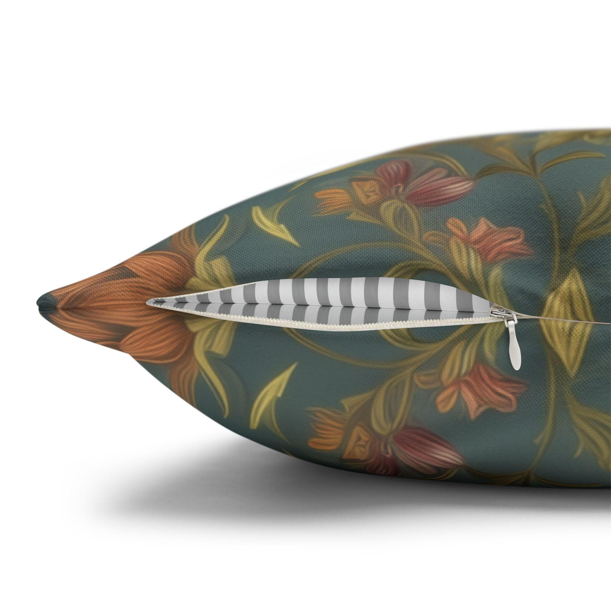 William Morris Inspired Throw Pillow Cover: Moody Teal Botanical Floral
