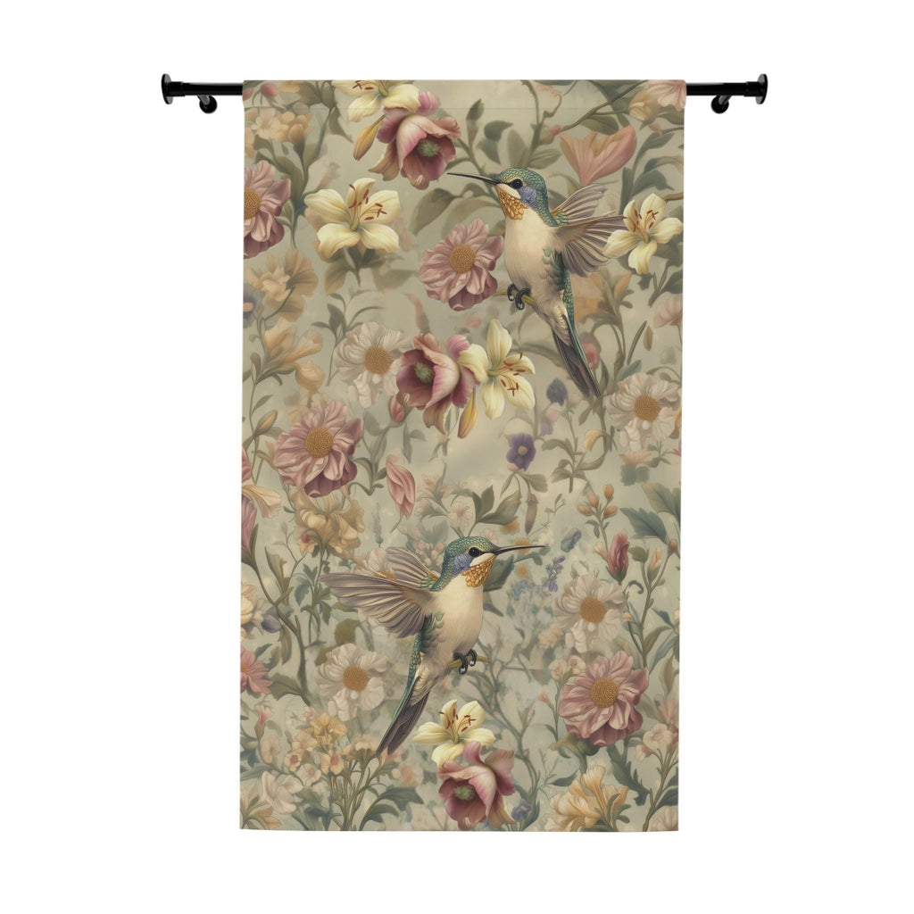 Vintage Style Hummingbird Blackout Curtain Panel: William Morris Inspired  Floral Window Treatment