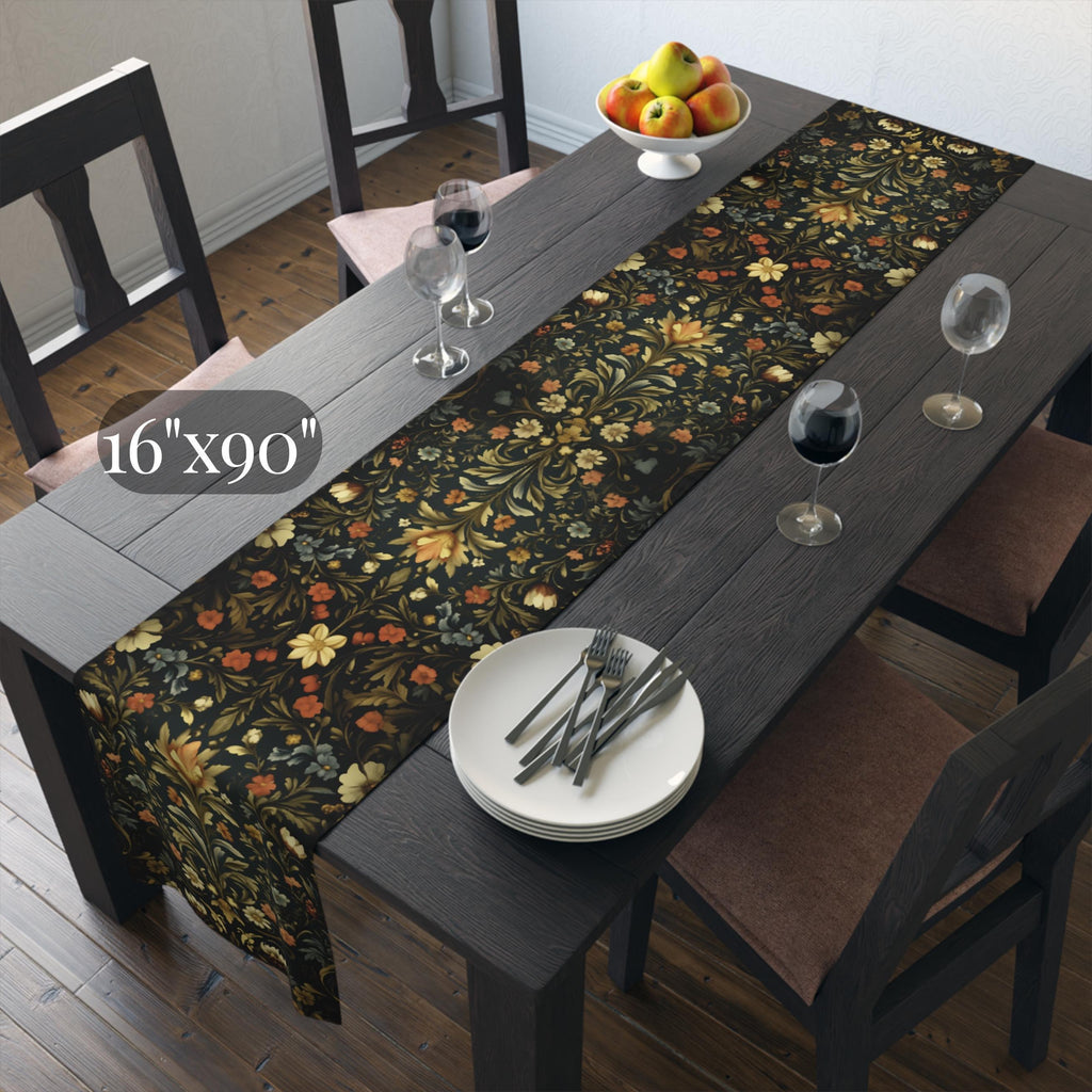 William Morris inspired Table Runner: Vintage Style Moody Blooms