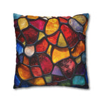 Vibrant Mosaic Pillowcase: Stained Glass Inspired Jewel-Toned Design for Artistic Home Decor
