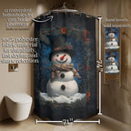 William Morris Inspired Snowman Shower Curtain: Christmas Winter Bath Decor