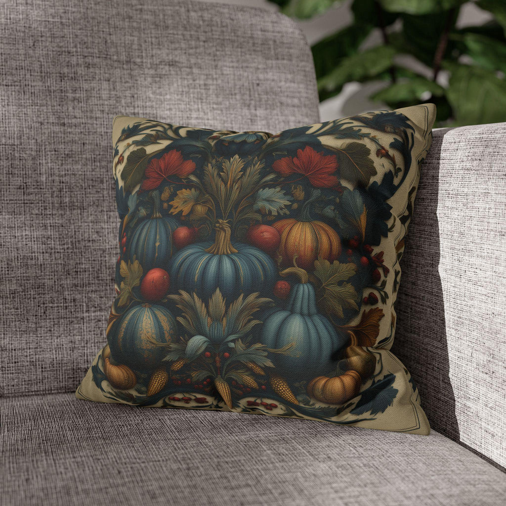 William Morris Autumn Pillow Cover: Slate Blue Cranberry Tapestry