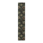 Emerald Green Holiday Table Runner: Gold Snowflakes, Red Poinsettias