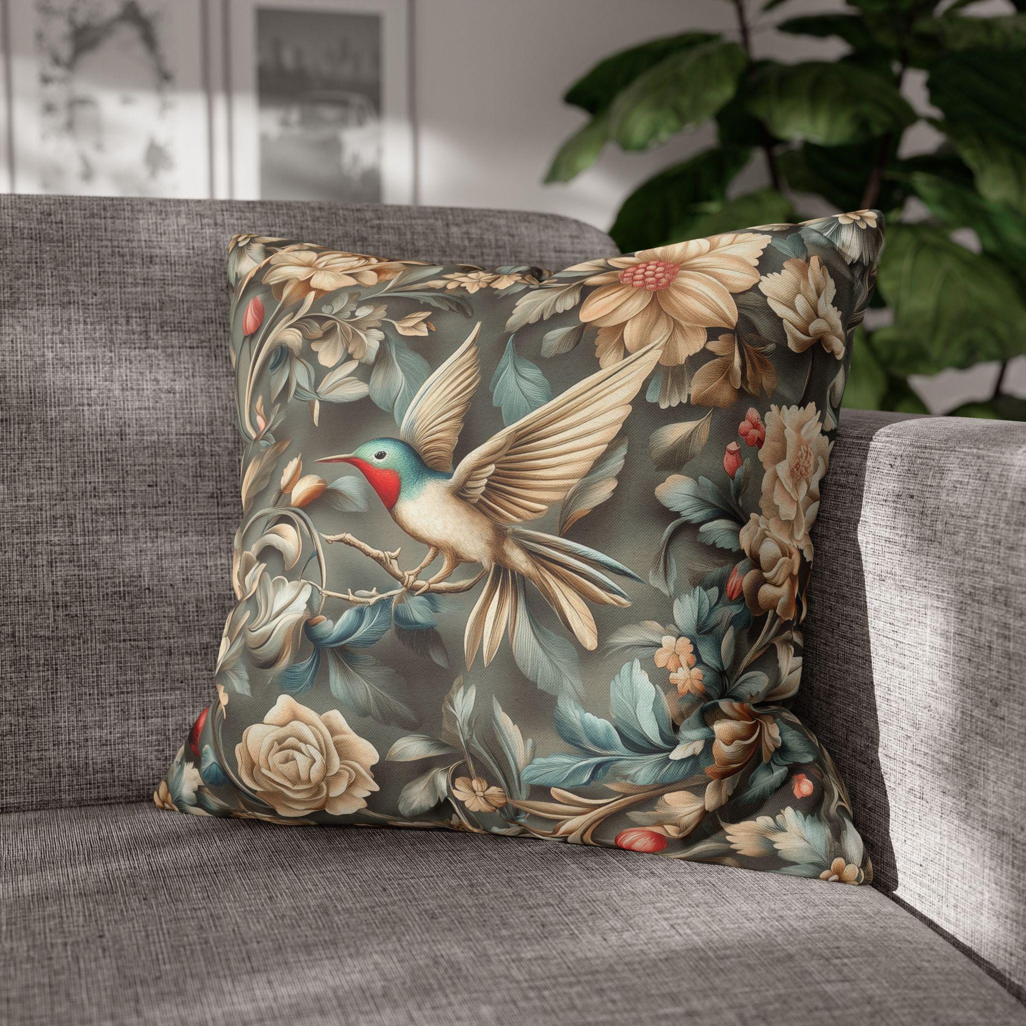 William Morris Hummingbird Botanical Pillow Cover: Vintage-Inspired Home Decor Cushion Case