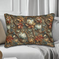 Vintage-Inspired Autumn Floral Lumbar Pillow: William Morris Style Tapestry Home Accent