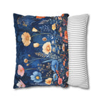 Navy Blue Floral Pillow Cover: Dreamy Garden Accent