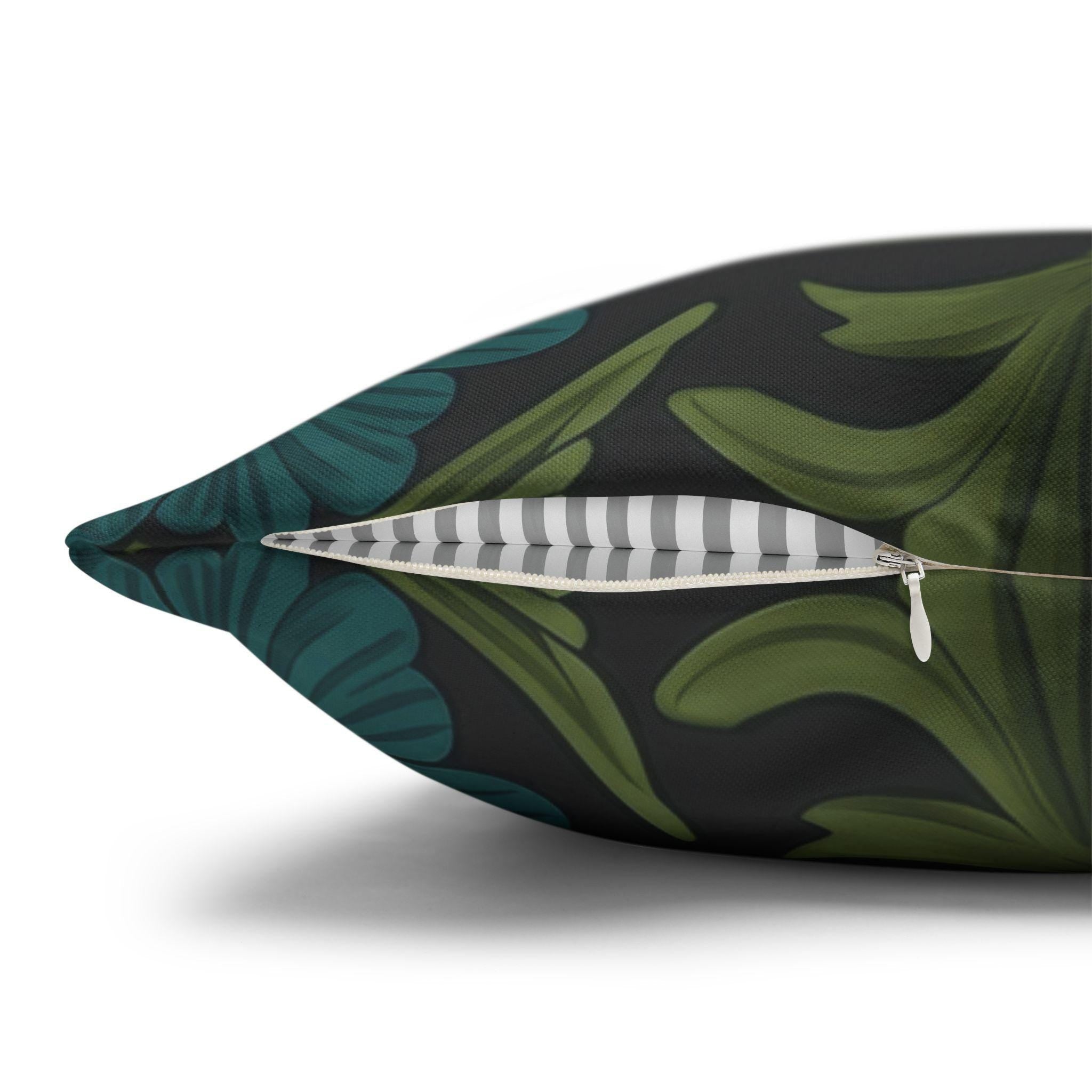 William Morris Pillow Cover: Lodden  Inspired  Charcoal with Olive & Teal Botanicals