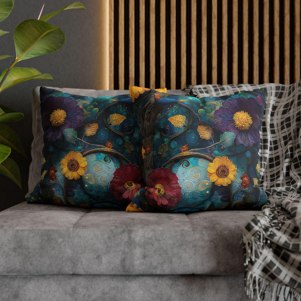 Klimt Botanical Pillow Cover: Jewel Tone Art Nouveau Floral Inspired by Gustav Klimt